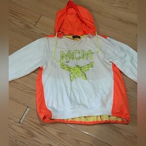 MCM White Hoodie with Neon Orange Hood & Trim